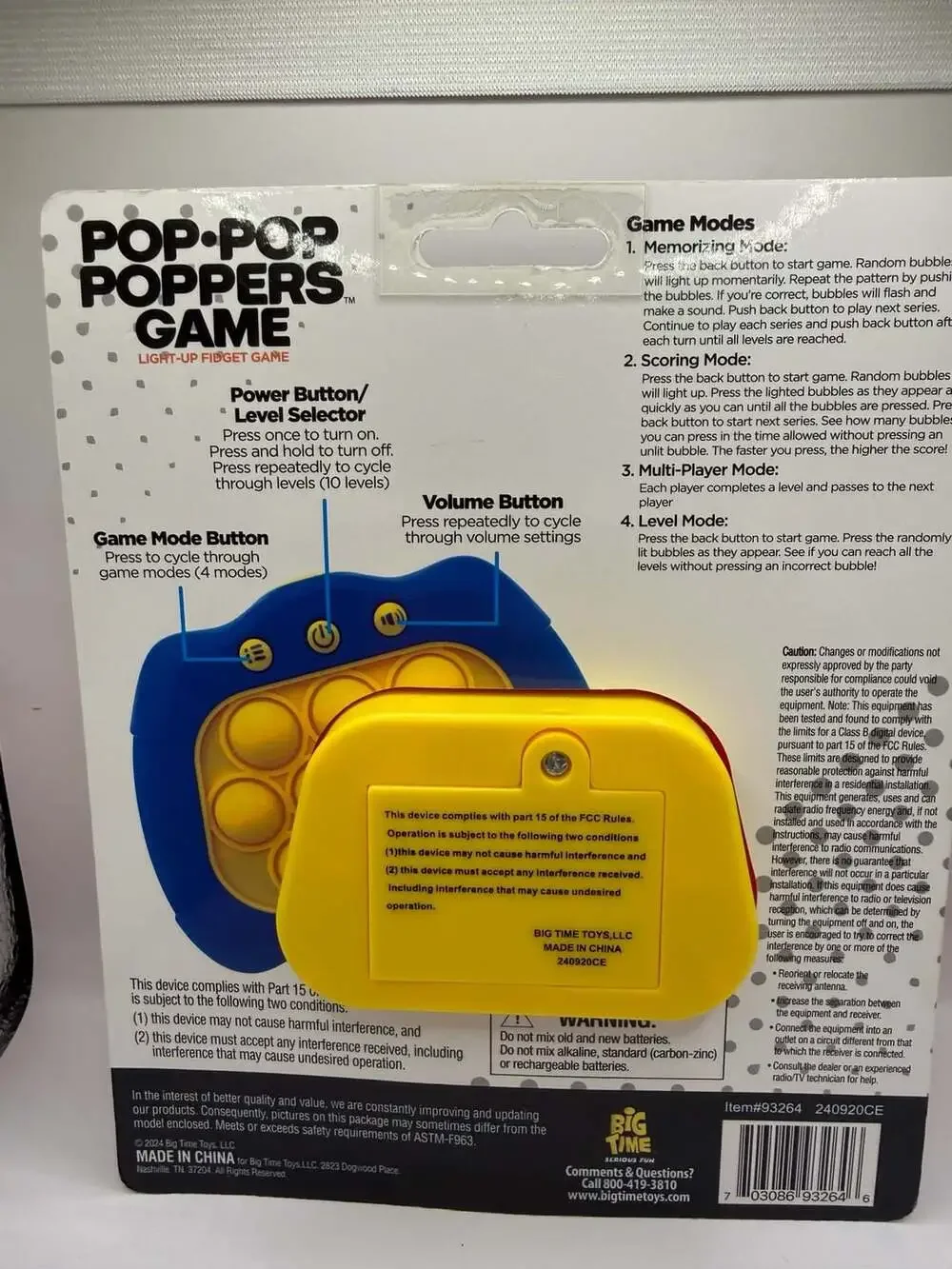 Toy Planet Pop-Pop Poppers Game Light-Up Fidget Toy